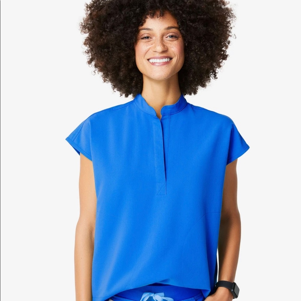 Figs Mandarin Top Royal Blue Scrub Top
